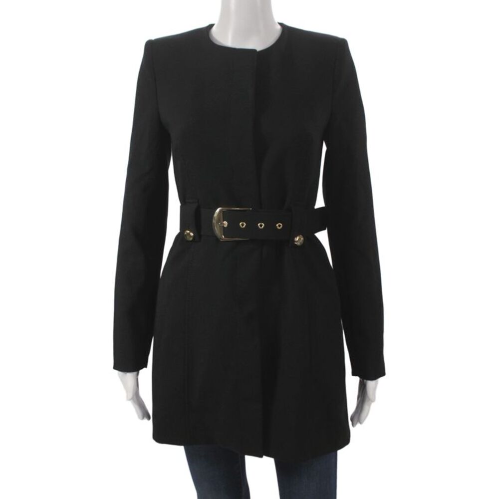 Zara Women Trench Coat Black Button Closure Polyester Long Sleeve Size XS